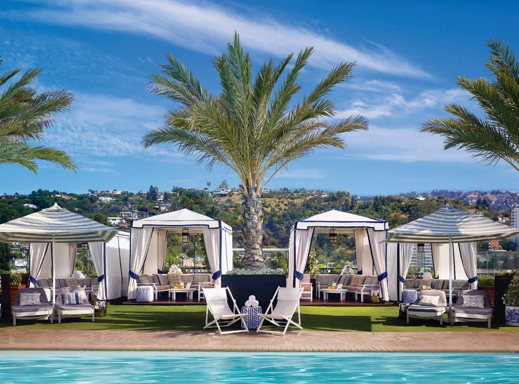 The rooftop pool is lined with exquisite cabanas PHOTO COURTESY OF THE LONDON WEST HOLLYWOOD AT BEVERLY HILLS
