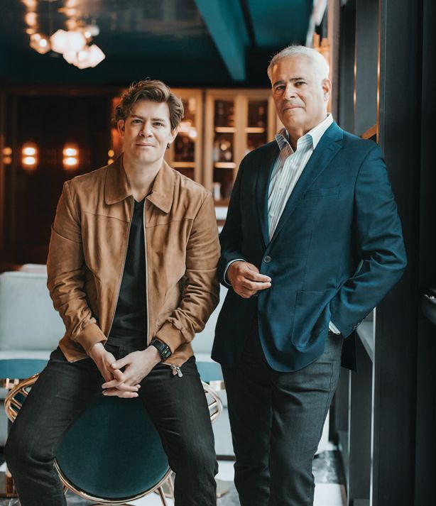 Michael Fuerstman, cofounder and creative director of Pendry Hotels & Resorts, with his father, Alan J. Fuerstman, founder, chairman and CEO of Montage International PHOTO BY HANNAH WILSON