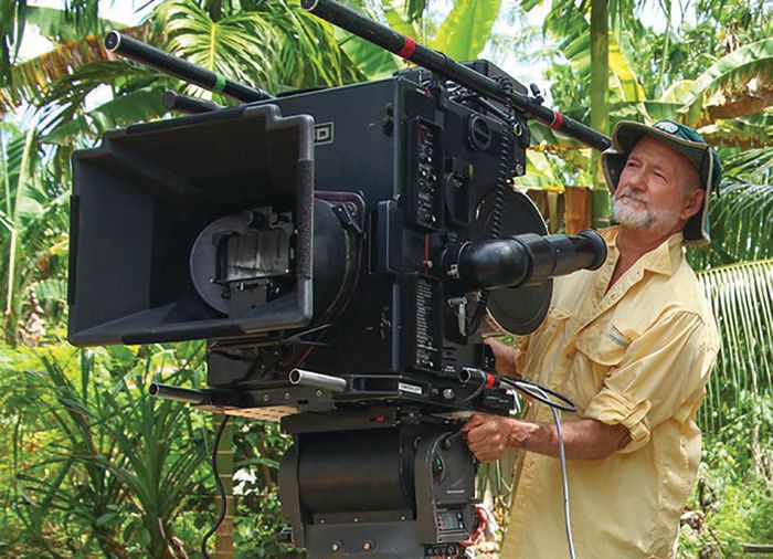 Filmmaker Greg MacGillivray in West Papua, Indonesia, with his Solido IMAX 3D camera. PHOTO COURTESY OF MACGILLIVRAY FREEMAN FILMS