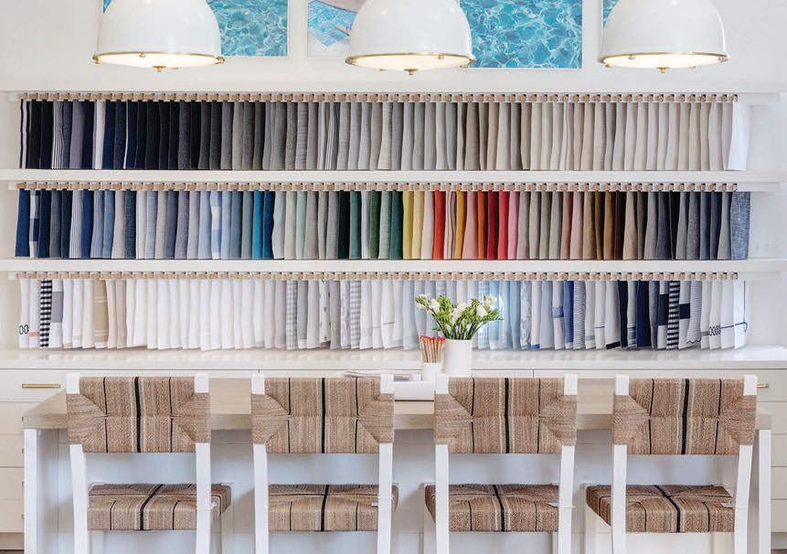 The colorful fabric swatch wall at Serena & Lily. PHOTO COURTESY OF SERENA & LILY