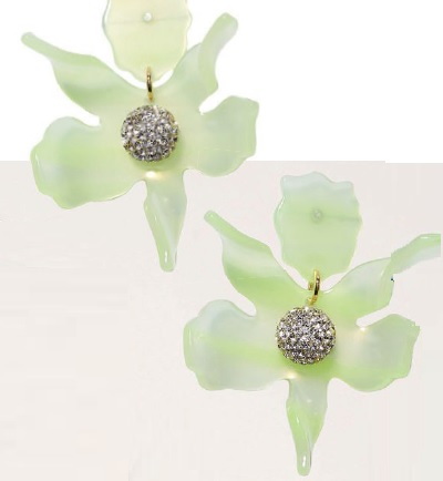 10 Year Anniversary Neon Lemon small crystal lily earrings