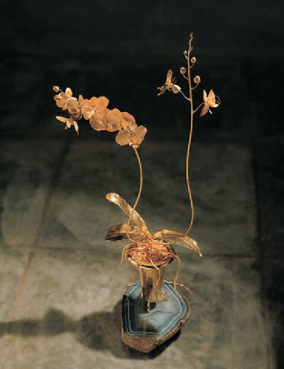 Wu Ching, “Moth Orchid”  (1990) is on display at Bowers  Museum’s Treasures in Gold & Jade:  Masterworks from Taiwan exhibit through Sept. 5 PHOTO: COURTESY “MOTH ORCHID” (1990) © WU CHING
