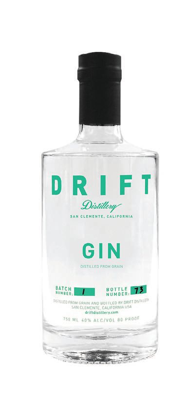Drift Distillery’s awardwinning gin PHOTO: COURTESY OF DRIFT DISTILLERY