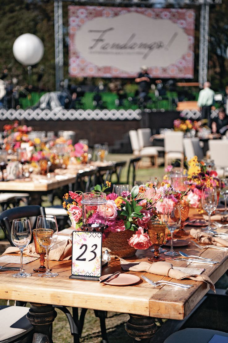 Bright blooms adorned the tables at Pacific Symphony’s Fandango! An Evening in Early California.  PHOTO BY: ANNIE WHITE